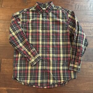 Carhartt Washed Bellevue Plaid Button Down Work Shirt Size Large 100% Cotton
